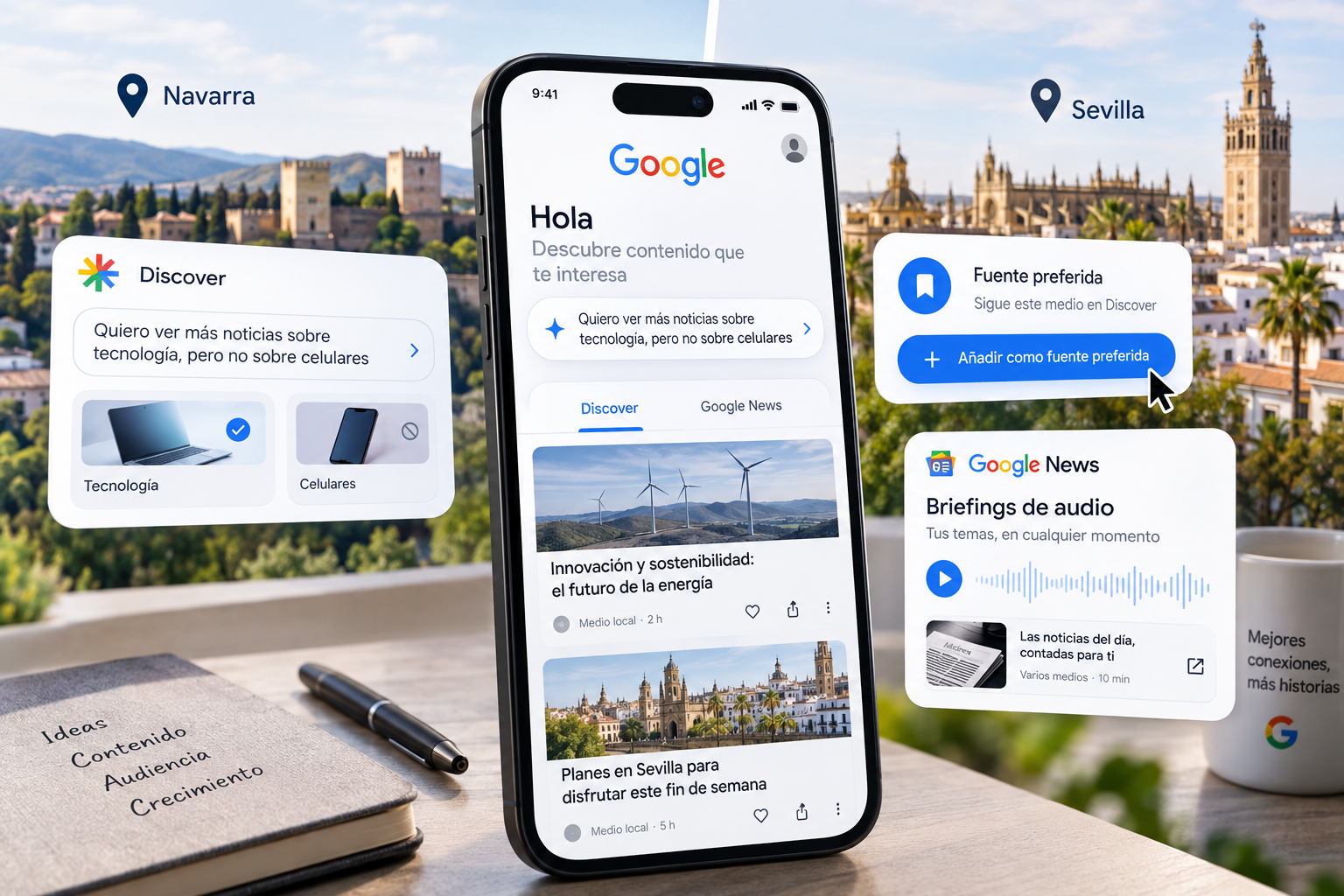 Google personaliza Search y Discover qué cambia para Navarra y Sevilla